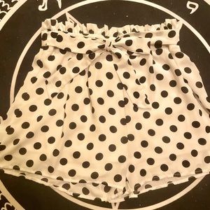 Miss Avenue Black & White Dot High Waisted Sheer Shorts